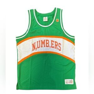 Midnight Organic “NUMBERS” Mesh Basketball Jersey Green/Orange Size: Medium NWOT